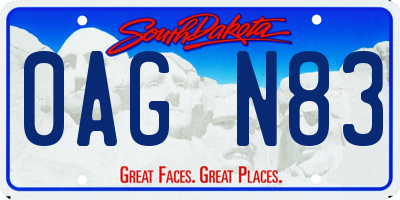 SD license plate 0AGN83