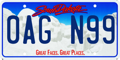 SD license plate 0AGN99