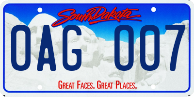 SD license plate 0AGO07