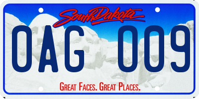 SD license plate 0AGO09