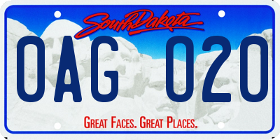 SD license plate 0AGO20