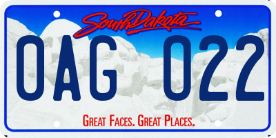 SD license plate 0AGO22