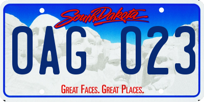 SD license plate 0AGO23