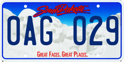 SD license plate 0AGO29