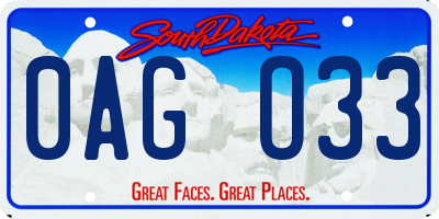 SD license plate 0AGO33