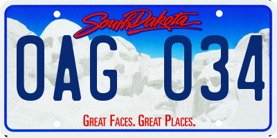 SD license plate 0AGO34