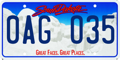 SD license plate 0AGO35