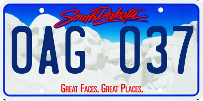 SD license plate 0AGO37