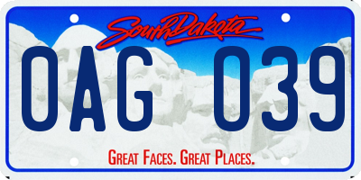 SD license plate 0AGO39