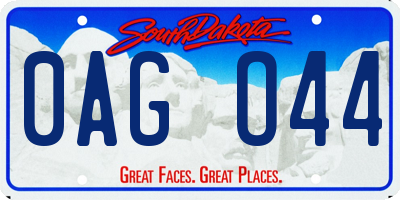 SD license plate 0AGO44