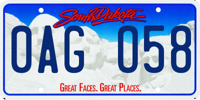 SD license plate 0AGO58