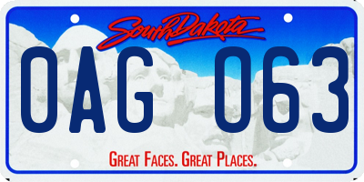 SD license plate 0AGO63