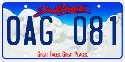 SD license plate 0AGO81