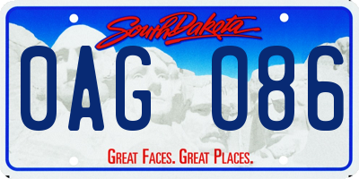 SD license plate 0AGO86