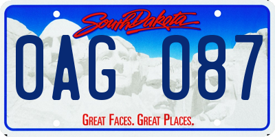 SD license plate 0AGO87