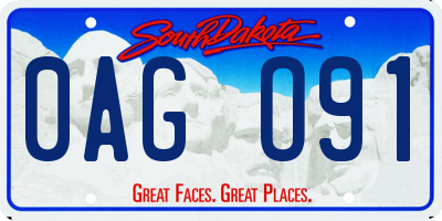 SD license plate 0AGO91