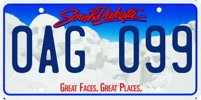 SD license plate 0AGO99