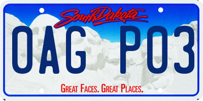 SD license plate 0AGP03