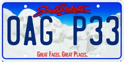 SD license plate 0AGP33