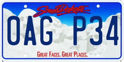 SD license plate 0AGP34