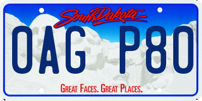 SD license plate 0AGP80