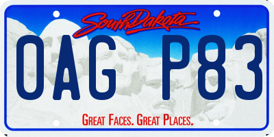 SD license plate 0AGP83