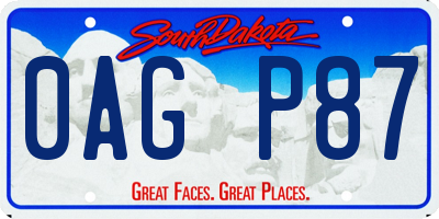 SD license plate 0AGP87