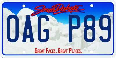 SD license plate 0AGP89