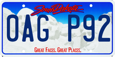 SD license plate 0AGP92