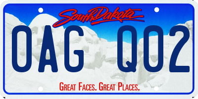 SD license plate 0AGQ02