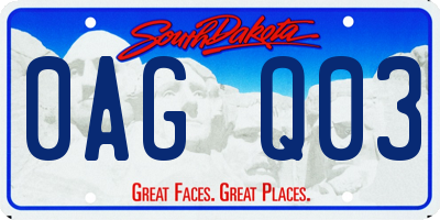 SD license plate 0AGQ03