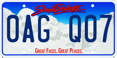 SD license plate 0AGQ07