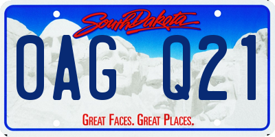 SD license plate 0AGQ21