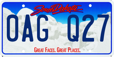 SD license plate 0AGQ27