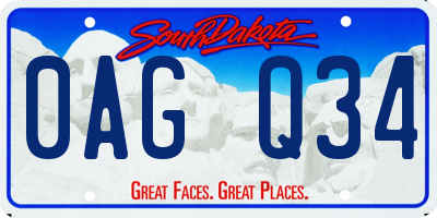 SD license plate 0AGQ34