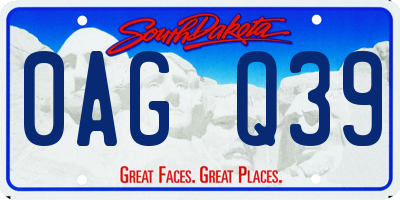 SD license plate 0AGQ39