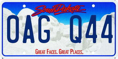 SD license plate 0AGQ44