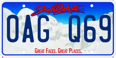 SD license plate 0AGQ69