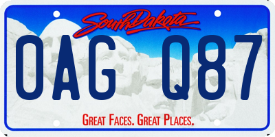 SD license plate 0AGQ87