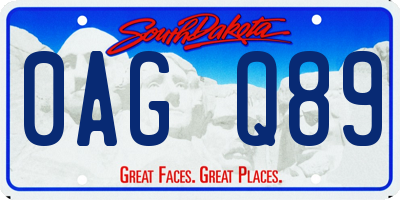 SD license plate 0AGQ89