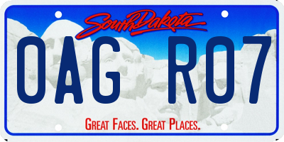 SD license plate 0AGR07