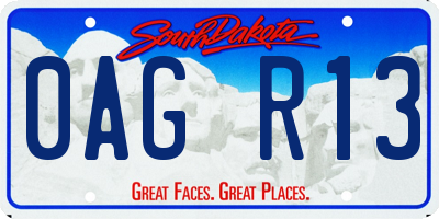 SD license plate 0AGR13