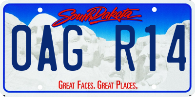 SD license plate 0AGR14