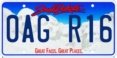 SD license plate 0AGR16