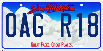 SD license plate 0AGR18