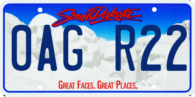 SD license plate 0AGR22