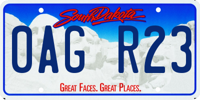 SD license plate 0AGR23