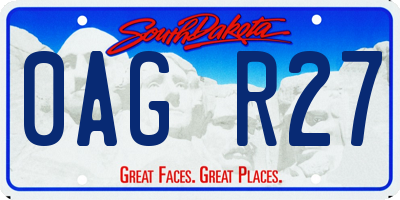 SD license plate 0AGR27