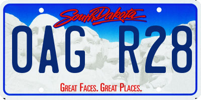 SD license plate 0AGR28