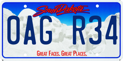 SD license plate 0AGR34